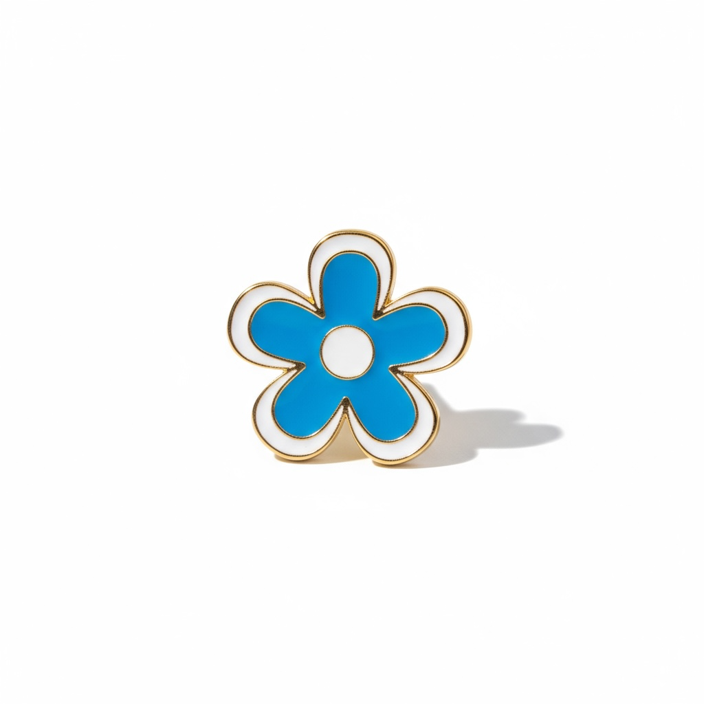 Azure Bloom Brass Ring – Playful Elegance in Sky Blue Enamel 🌸✨
