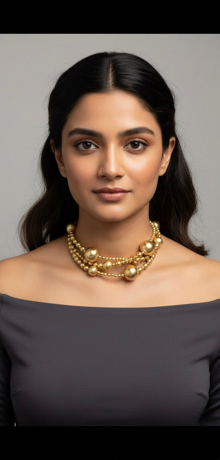 Golden Aura Layered Brass Choker – Bold Statement Elegance