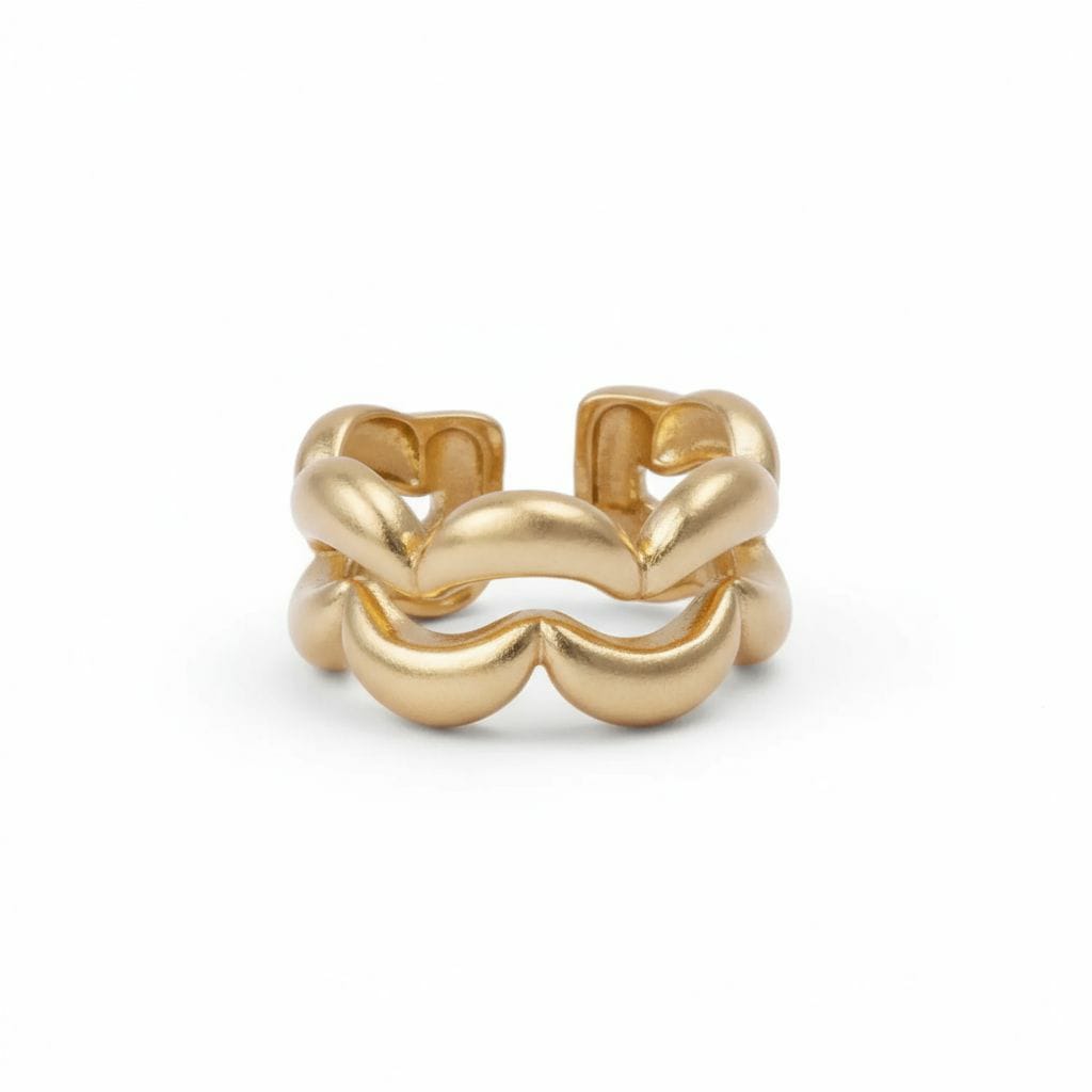 Golden Ripple Brass Adjustable Ring – Bold Minimal Statement