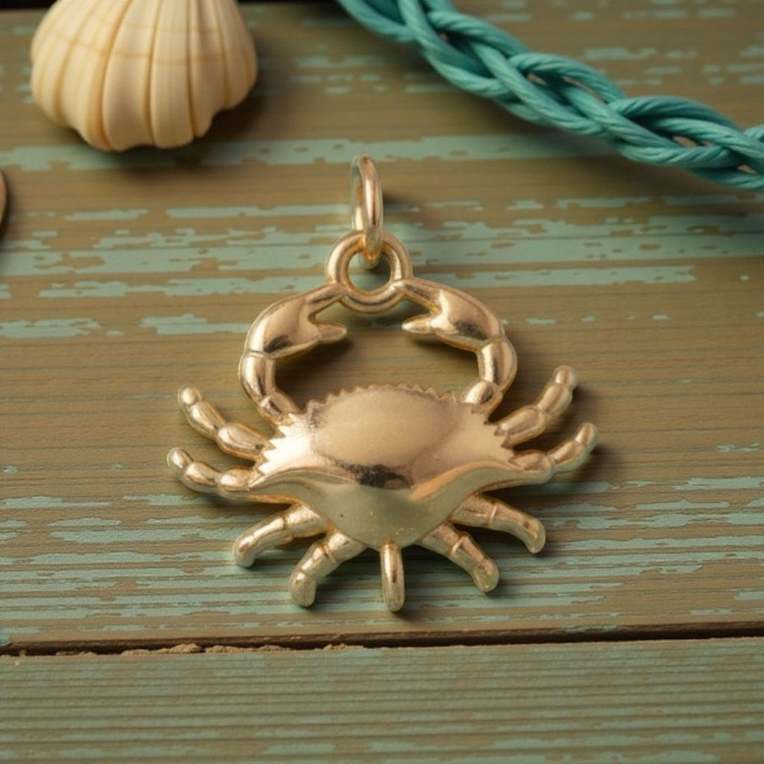 Golden Crab Brass Pendant – Ocean-Inspired Elegance with a Touch of Coastal Charm 🦀