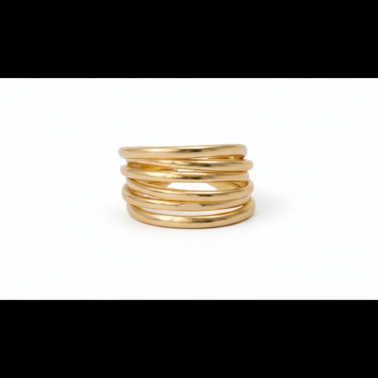 Golden Spiral Band Brass Ring – Minimal Layered Statement