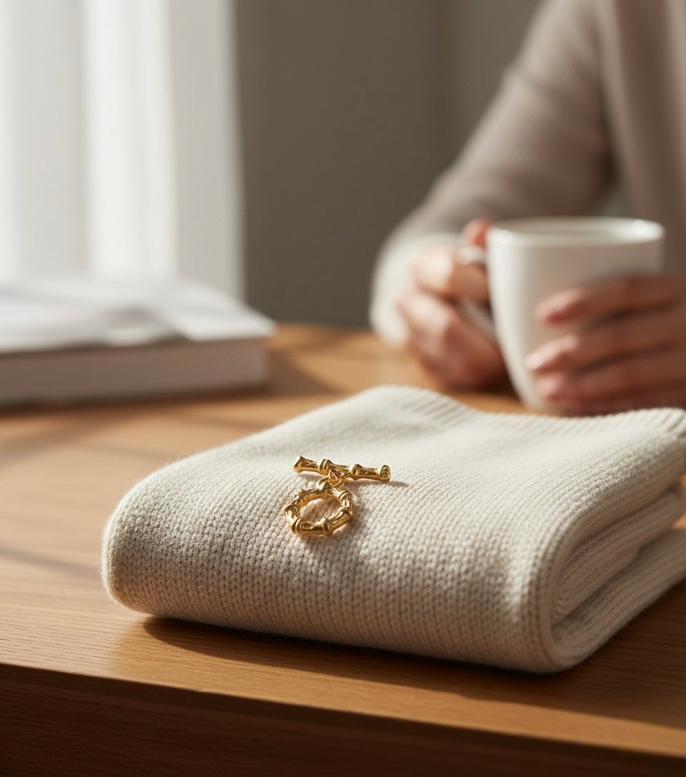 Golden Bamboo Circle Brass Pendant – Nature-Inspired Elegance in Every Detail 🌿