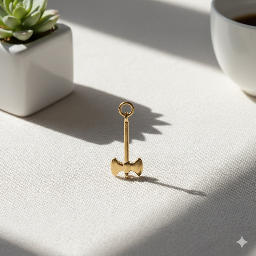 Golden Battle Axe Brass Pendant – Symbol of Strength, Power & Warrior Spirit ⚔️✨