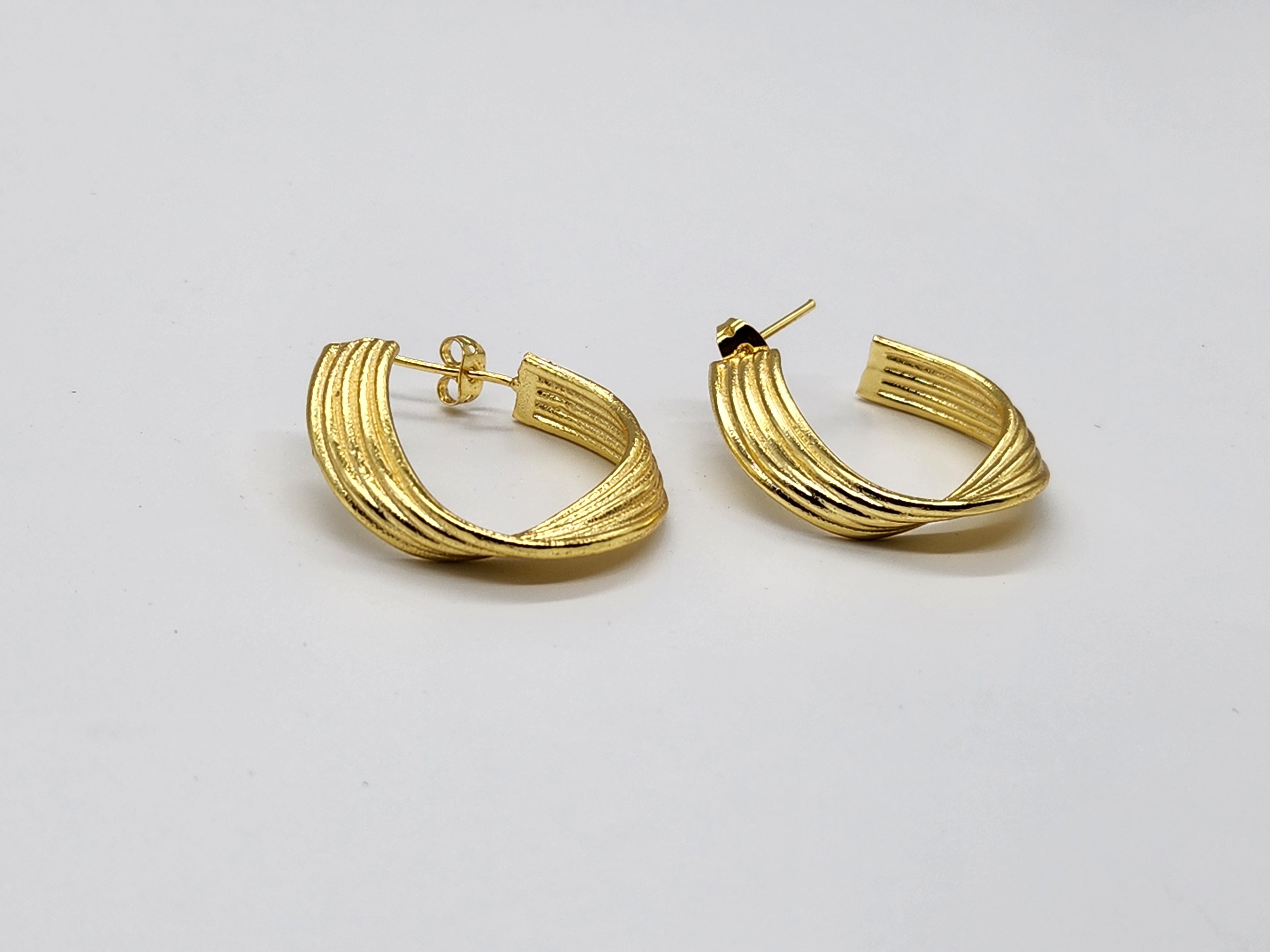 Textured Brass Hoop Earrings – Elegant Gold-Tone Layered Statement Jewellery for Women