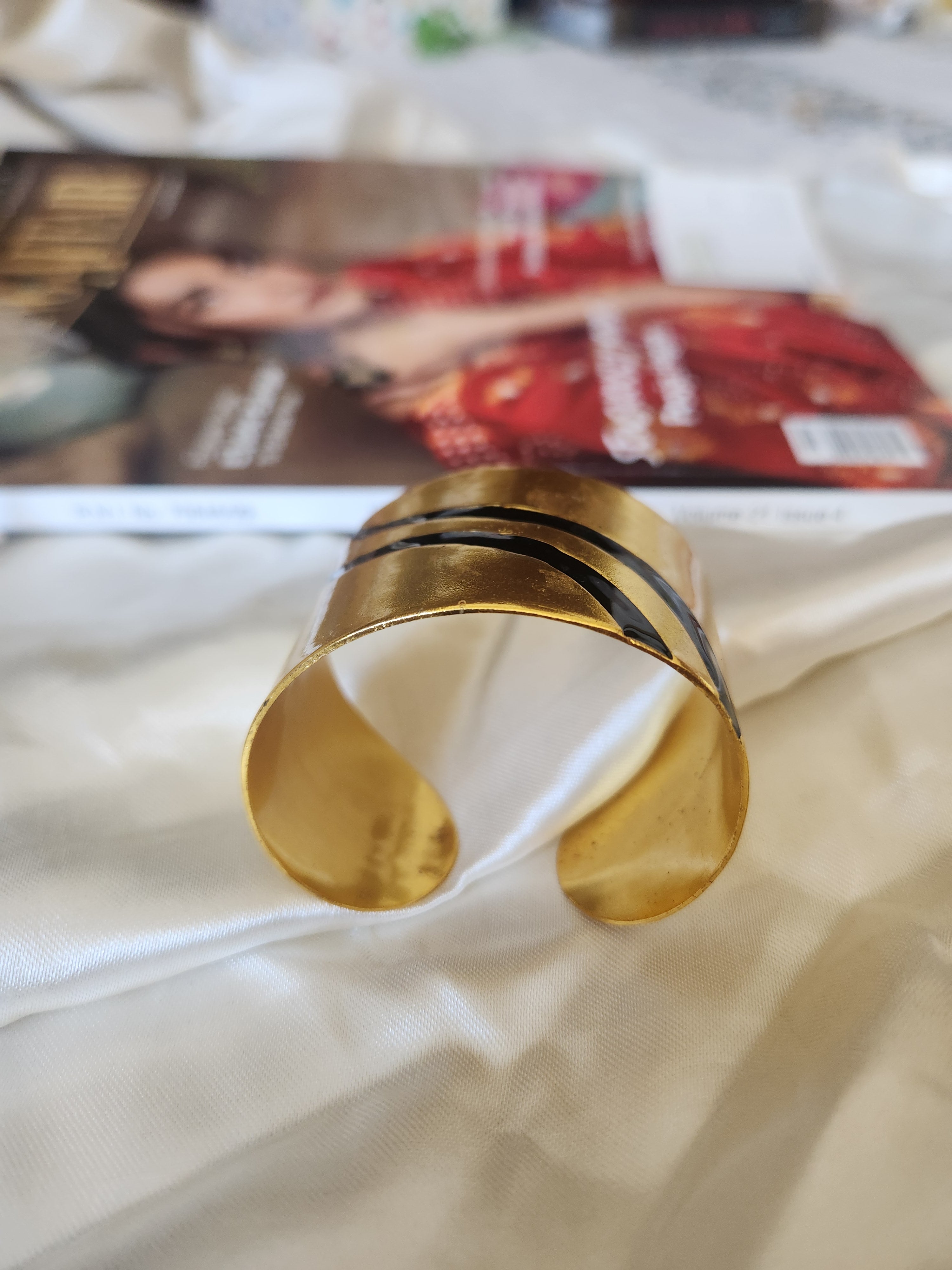 Bold Brass Cuff Bracelet – Wide Gold-Tone Adjustable Statement Jewellery for Women