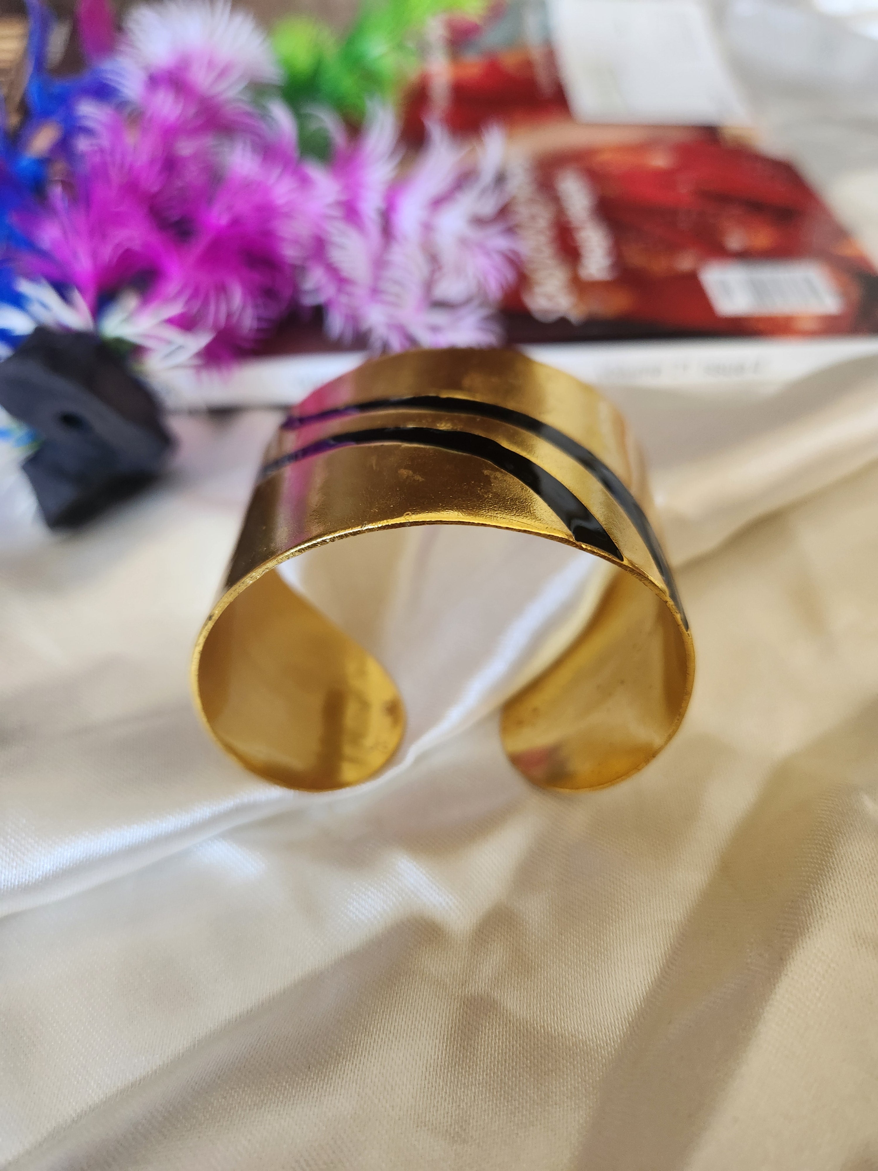 Bold Brass Cuff Bracelet – Wide Gold-Tone Adjustable Statement Jewellery for Women