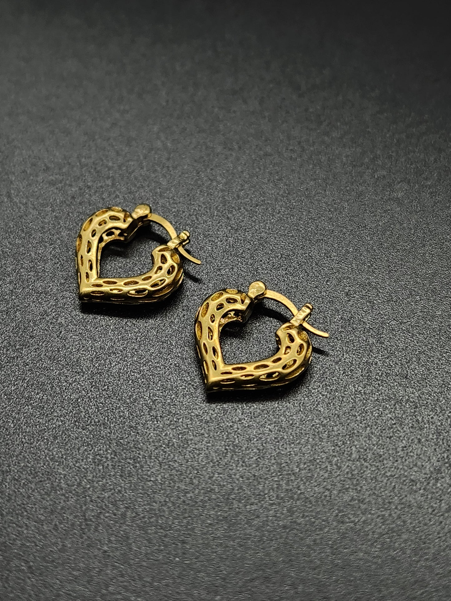 Brass Heart Hoop Earrings – Cut-Out Gold-Tone Romantic Statement Jewellery for Women