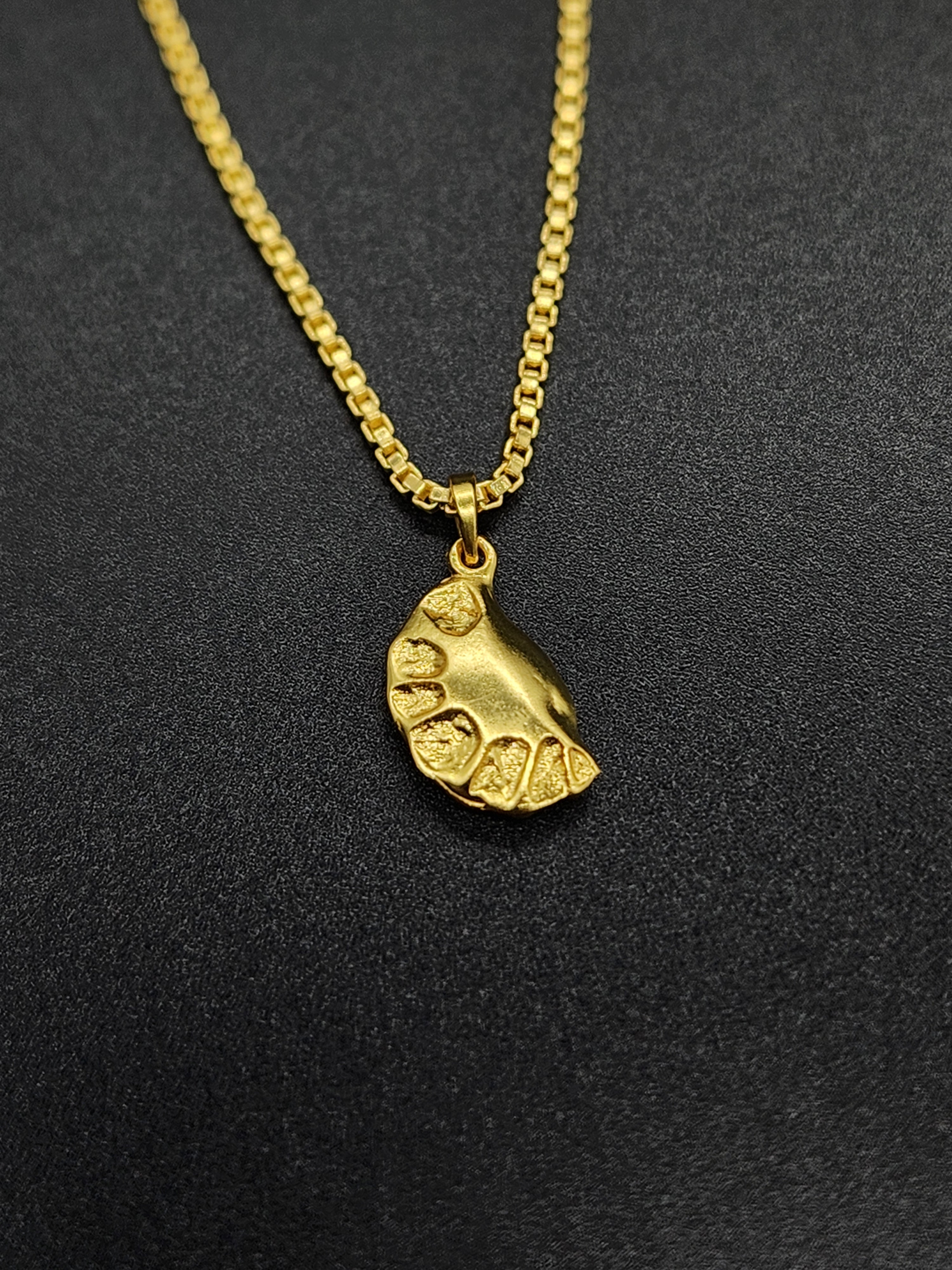 Abstract Brass Pendant Necklace – Handmade Gold-Tone Organic Nugget Jewellery for Women & Men