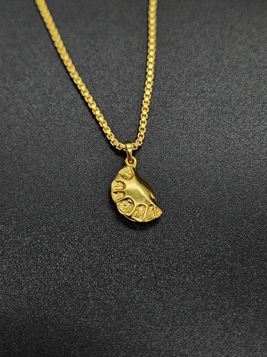 Abstract Brass Pendant Necklace – Handmade Gold-Tone Organic Nugget Jewellery for Women & Men