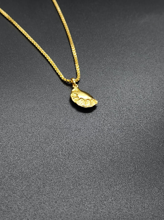 Abstract Brass Pendant Necklace – Handmade Gold-Tone Organic Nugget Jewellery for Women & Men