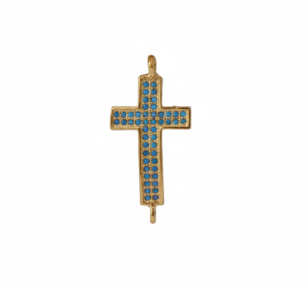 Turquoise Cross Brass Pendant – Faith with a Touch of Elegance
