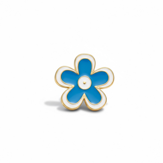 Azure Bloom Brass Ring – Playful Elegance in Sky Blue Enamel 🌸✨