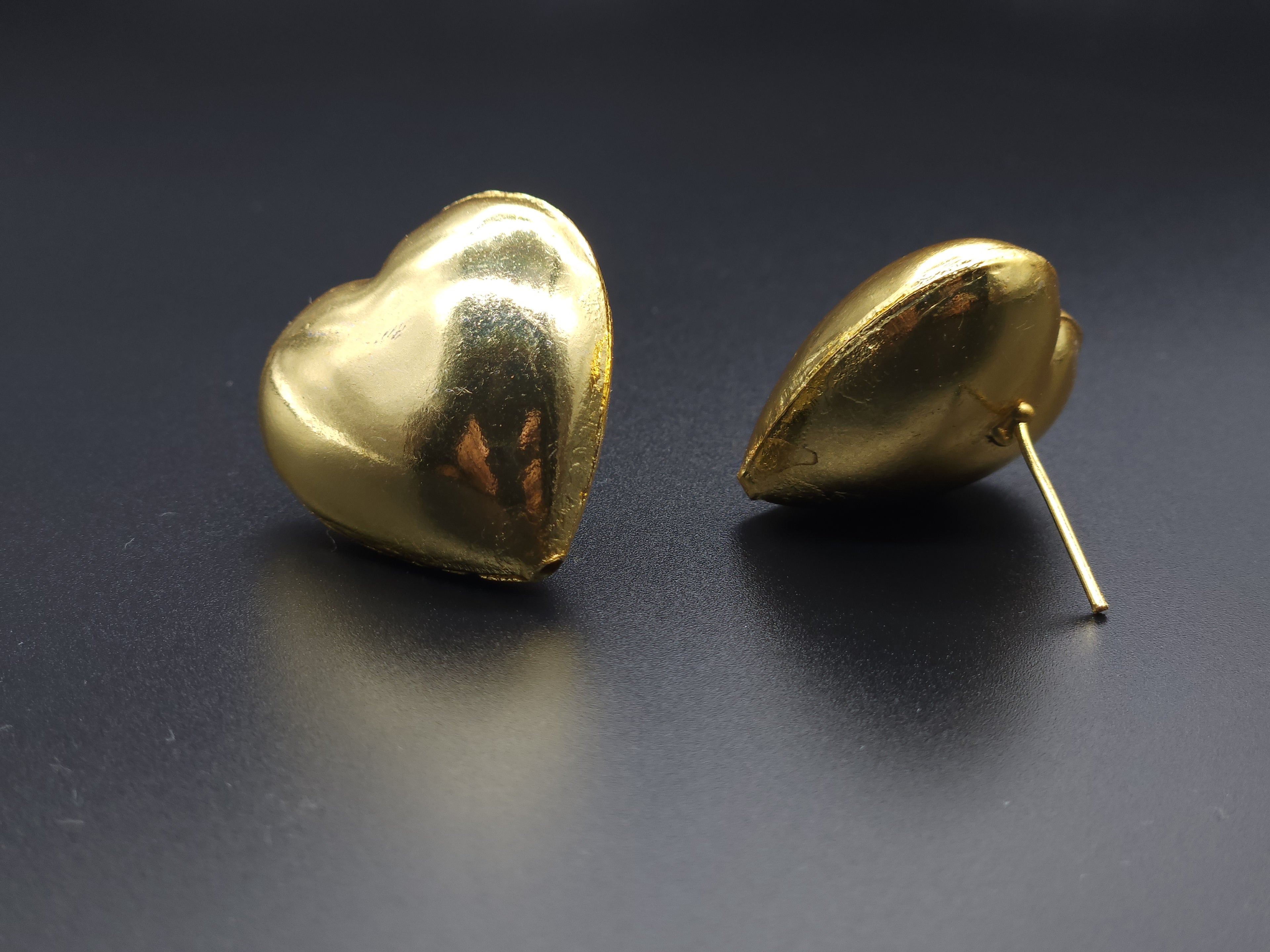 Golden Heart Brass Earrings – Handcrafted Love-Inspired Minimal Studs