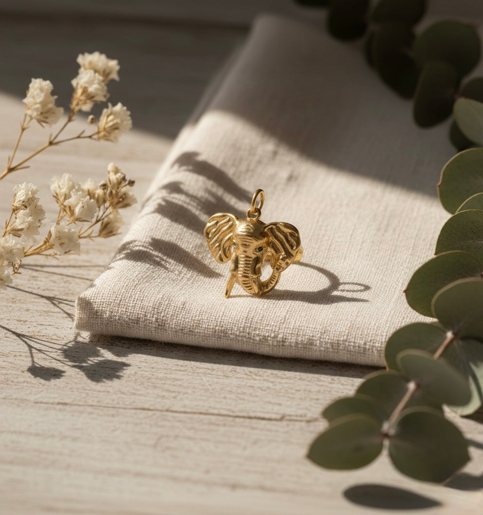 Majestic Elephant Brass Pendant – Symbol of Strength & Wisdom