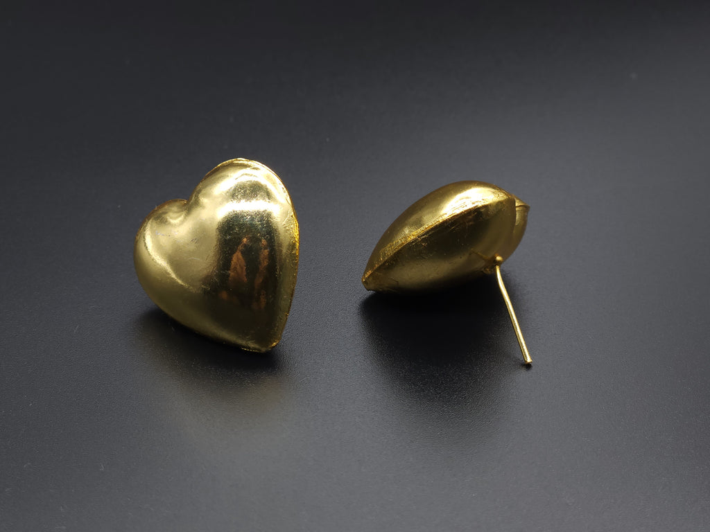 Golden Heart Brass Earrings – Handcrafted Love-Inspired Minimal Studs