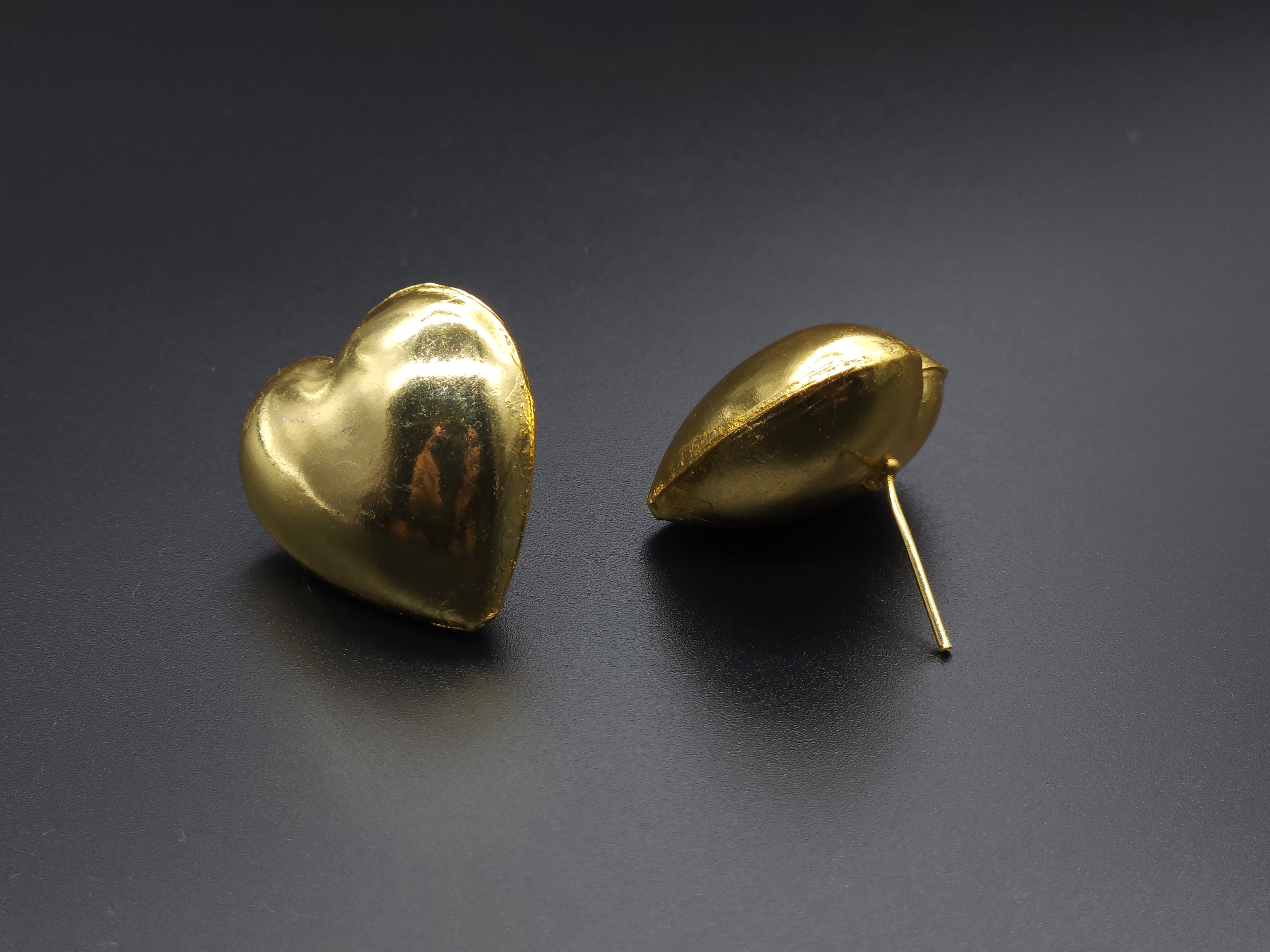 Golden Heart Brass Earrings – Handcrafted Love-Inspired Minimal Studs