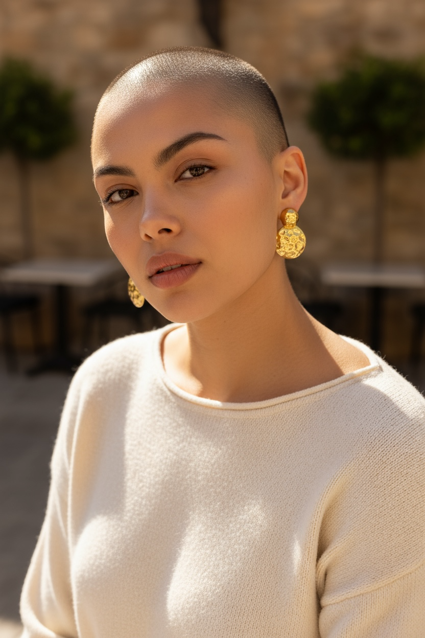 Golden Bubble Brass Stud Earrings – Modern Textured Elegance