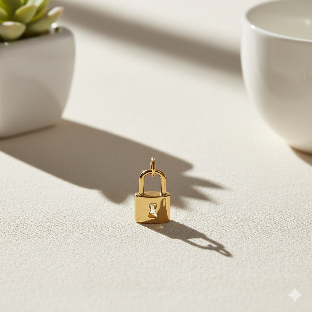 Golden Lock Brass Pendant – Symbol of Love, Mystery & Timeless Strength 🔒✨