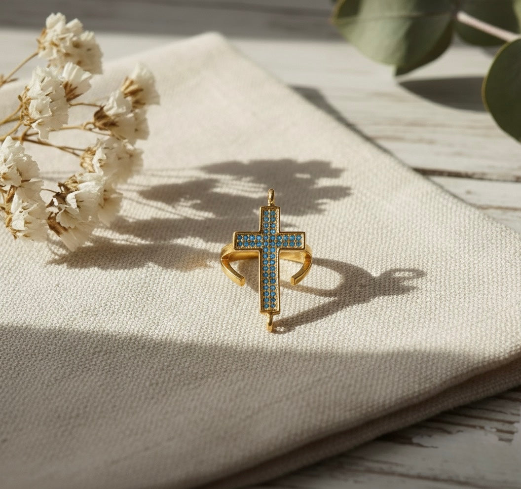 Turquoise Cross Brass Pendant – Faith with a Touch of Elegance
