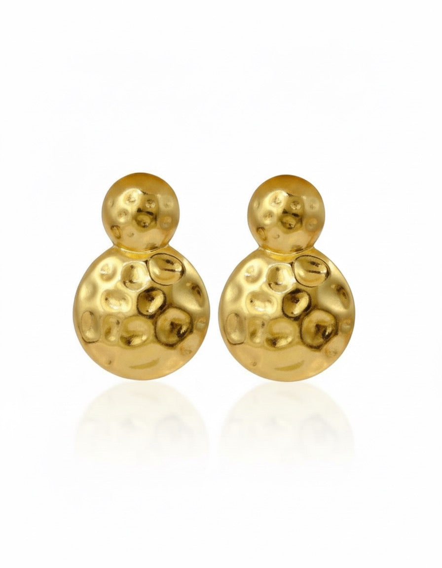 Golden Bubble Brass Stud Earrings – Modern Textured Elegance