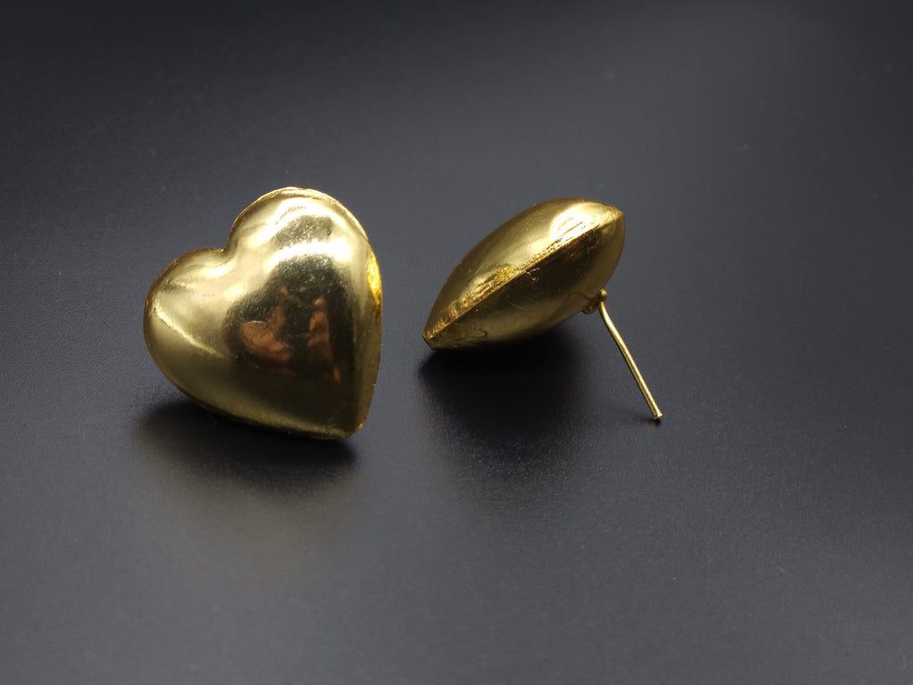 Golden Heart Brass Earrings – Handcrafted Love-Inspired Minimal Studs