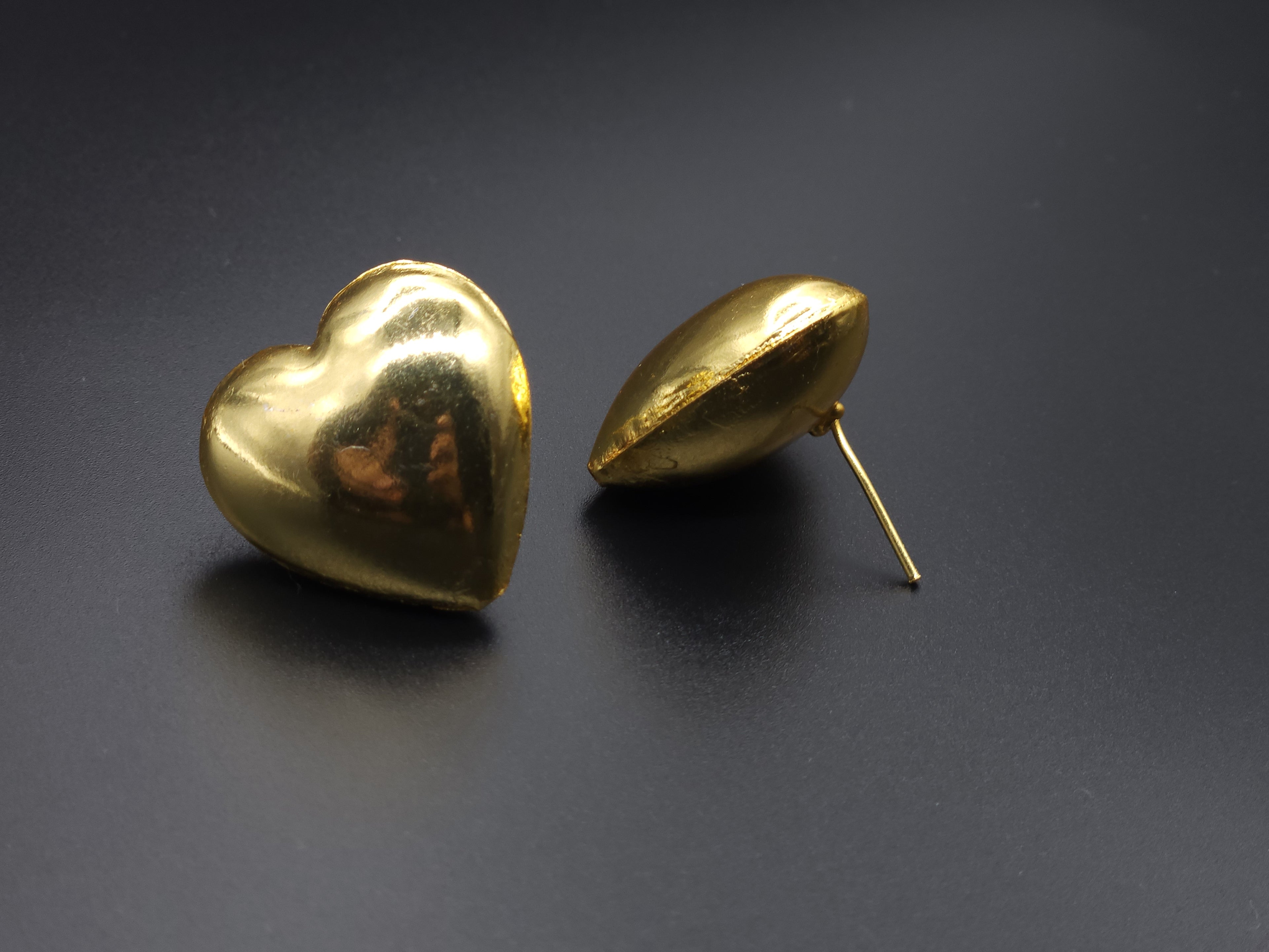 Golden Heart Brass Earrings – Handcrafted Love-Inspired Minimal Studs