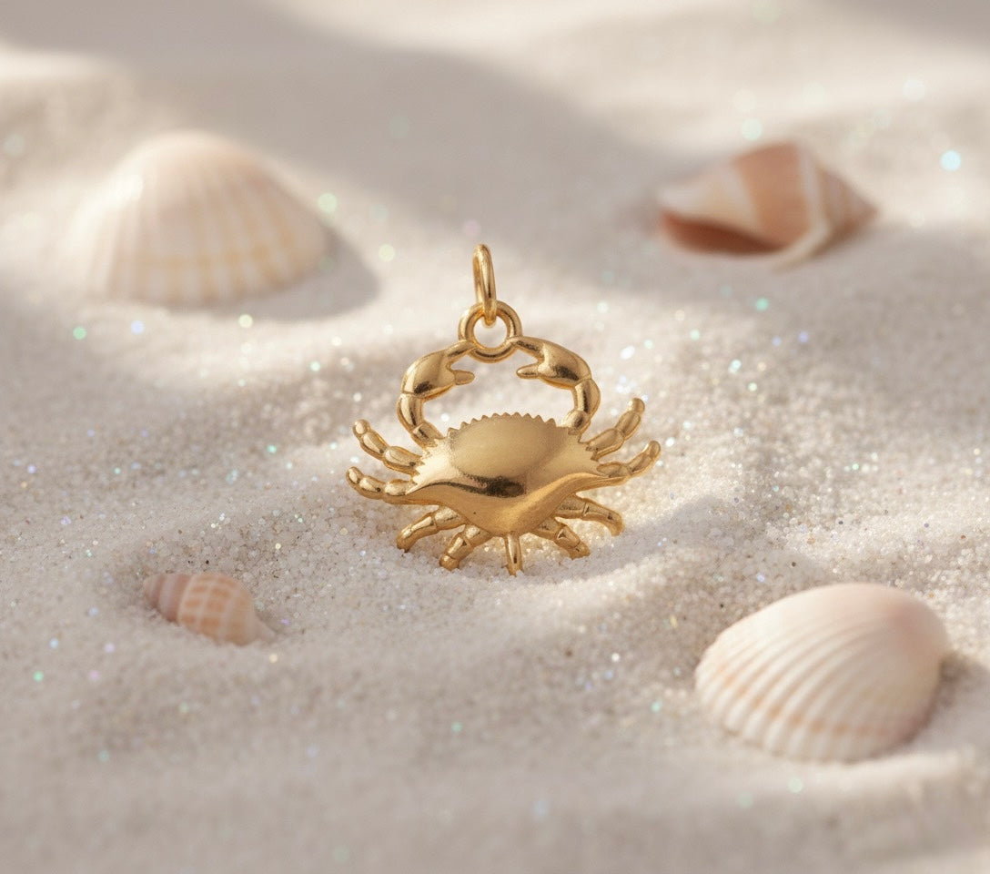 Golden Crab Brass Pendant – Ocean-Inspired Elegance with a Touch of Coastal Charm 🦀