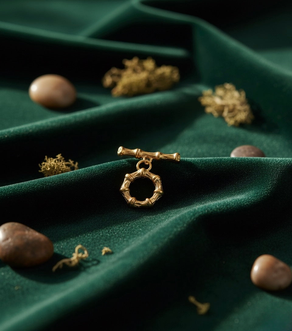 Golden Bamboo Circle Brass Pendant – Nature-Inspired Elegance in Every Detail 🌿