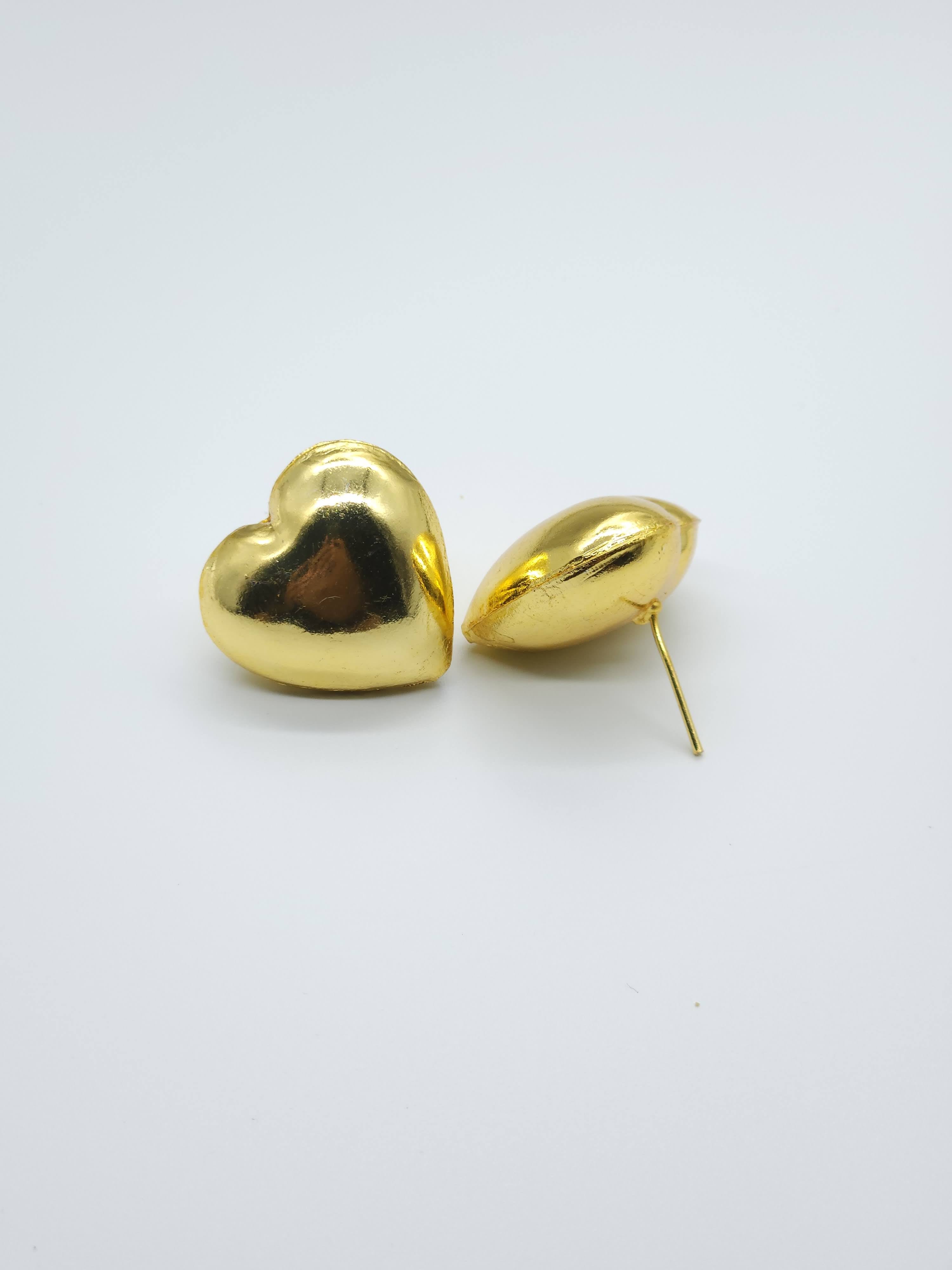 Golden Heart Brass Earrings – Handcrafted Love-Inspired Minimal Studs