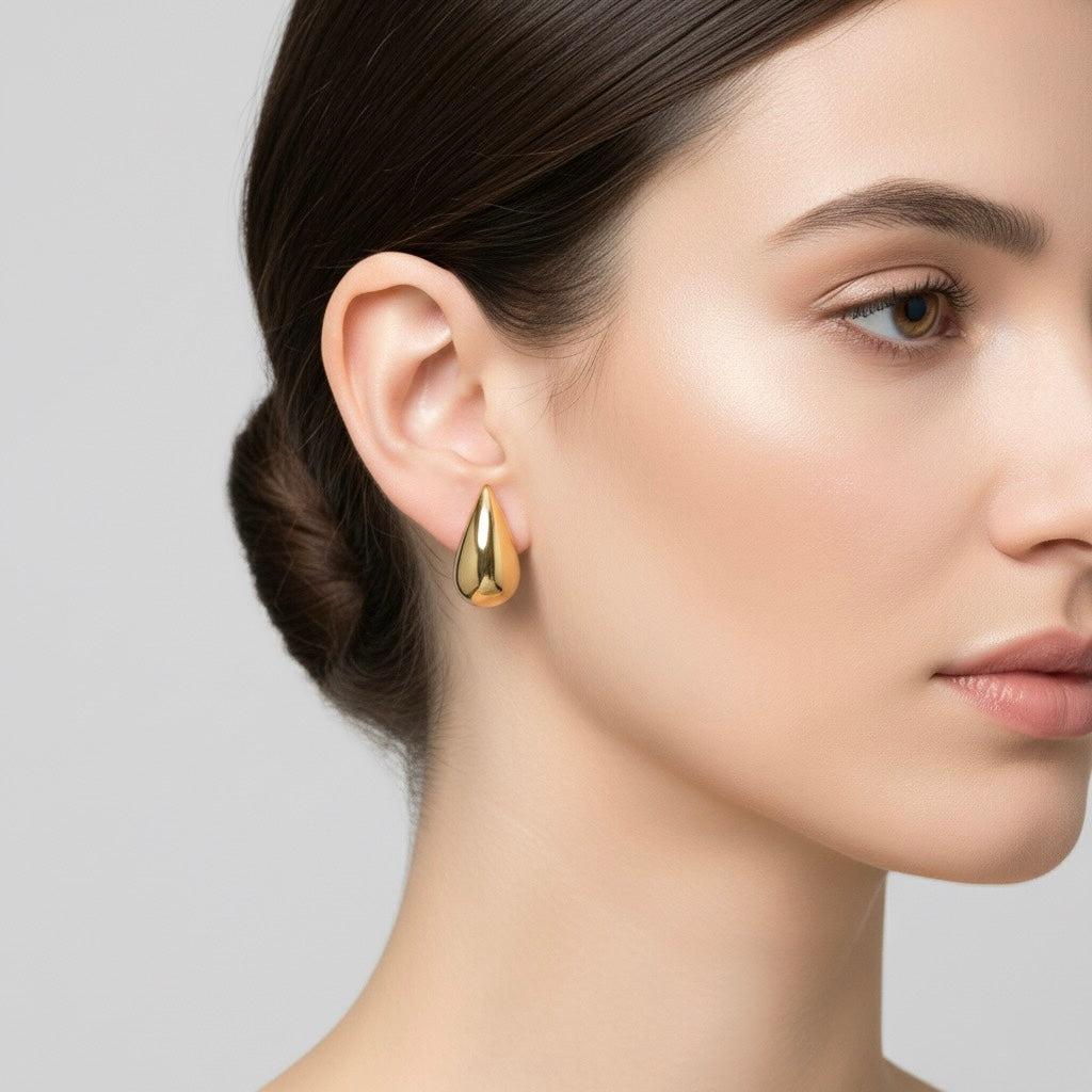 Golden Teardrop Brass Earrings – Classic Elegance in Minimal Form