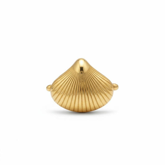 Golden Shell Brass Adjustable Ring – Ocean-Inspired Statement Piece