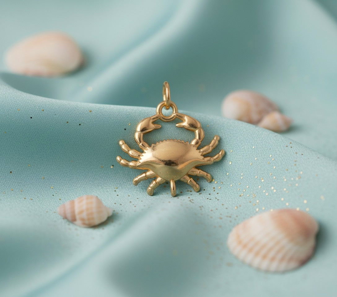 Golden Crab Brass Pendant – Ocean-Inspired Elegance with a Touch of Coastal Charm 🦀
