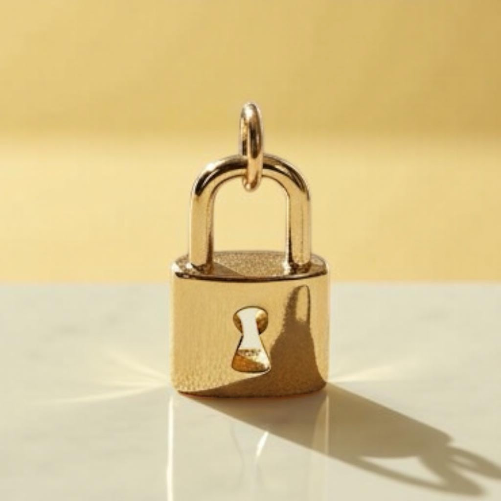 Golden Lock Brass Pendant – Symbol of Love, Mystery & Timeless Strength 🔒✨