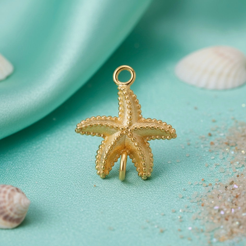 Golden Starfish Brass Pendant – Ocean-Inspired Elegance in Timeless Gold ✨🐚