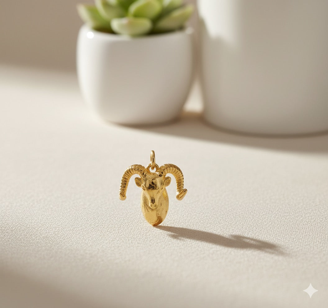 Golden Ram Brass Pendant – Symbol of Strength, Determination & Leadership 🐏✨