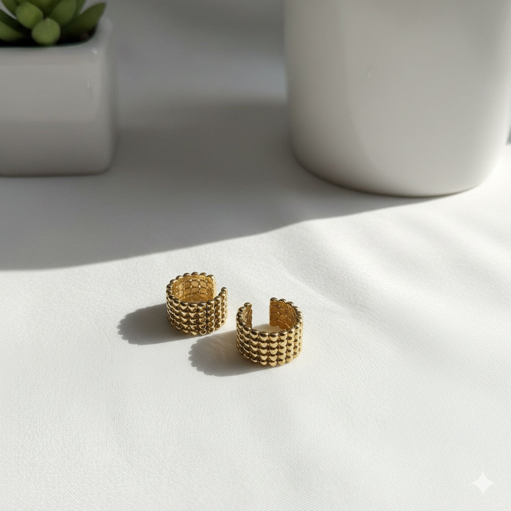 Golden Dune Brass Ear Cuffs – Textured Elegance for Effortless Style ✨🌾