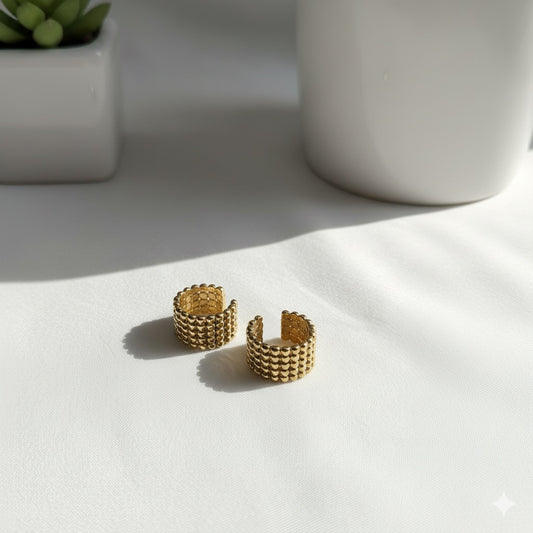 Golden Dune Brass Ear Cuffs – Textured Elegance for Effortless Style ✨🌾