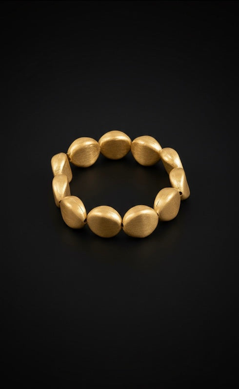 ✨ Brass Pebble Bead Bracelet – Handmade Gold-Tone Minimalist Jewellery for Women & Men