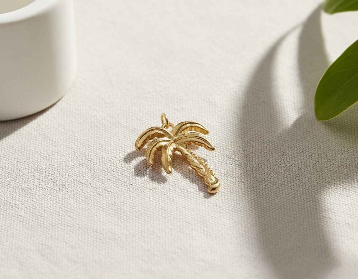 Golden Palm Tree Brass Pendant – Tropical Charm Meets Timeless Elegance 🌴✨