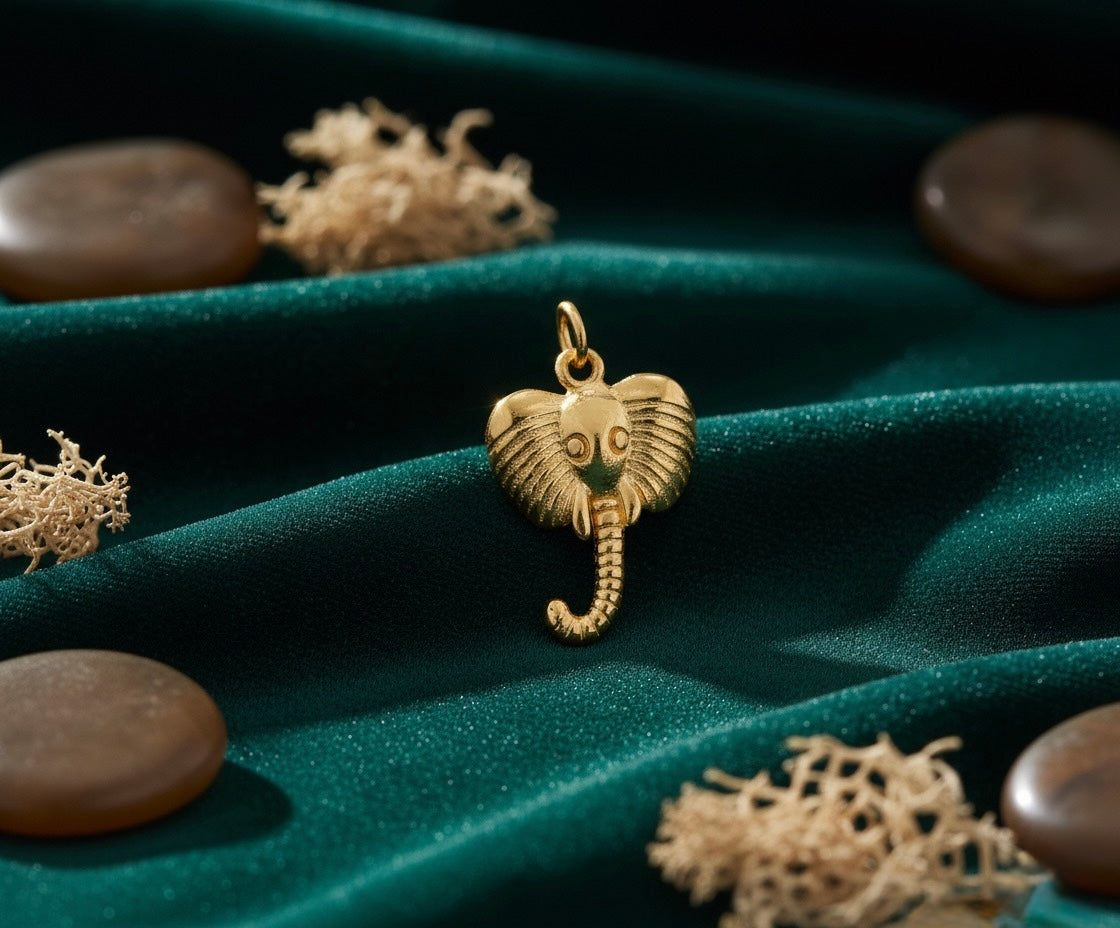 Golden Elephant Brass Pendant – Symbol of Wisdom, Strength & Good Fortune 🐘✨