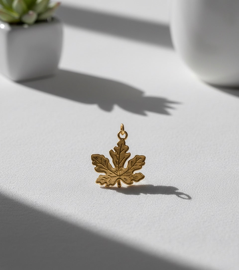 Golden Maple Leaf Brass Pendant – Symbol of Growth, Renewal & Timeless Elegance 🍃