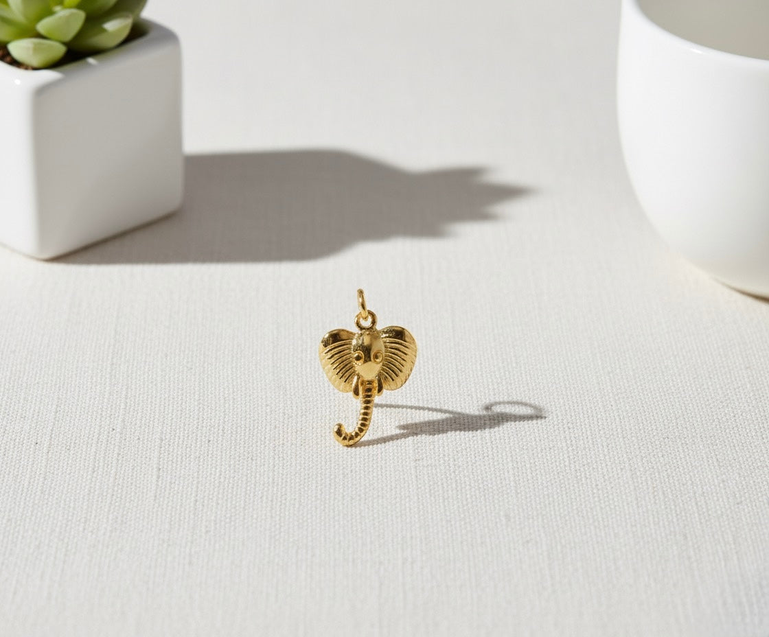 Golden Elephant Brass Pendant – Symbol of Wisdom, Strength & Good Fortune 🐘✨