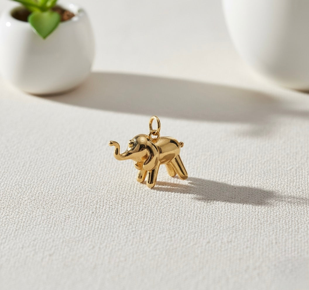 Golden Elephant Brass Pendant – Symbol of Strength, Wisdom & Good Fortune 🐘✨