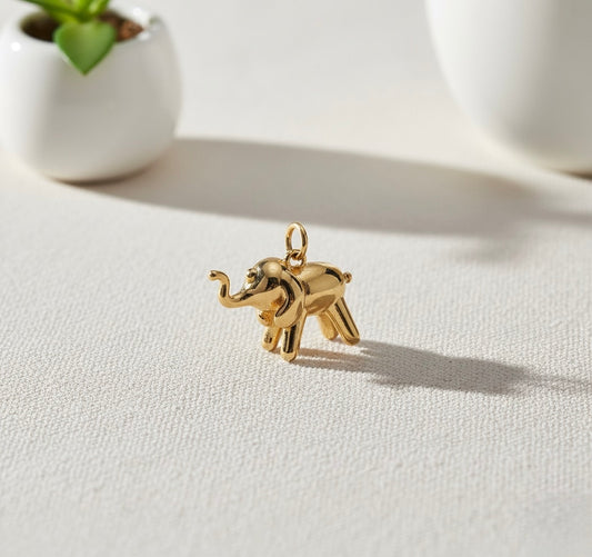 Golden Elephant Brass Pendant – Symbol of Strength, Wisdom & Good Fortune 🐘✨
