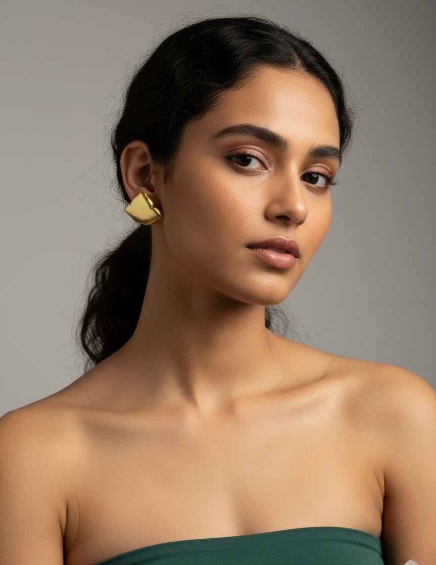 ✨ Bold Abstract Brass Earrings – Modern Sculptural Statement Jewelry