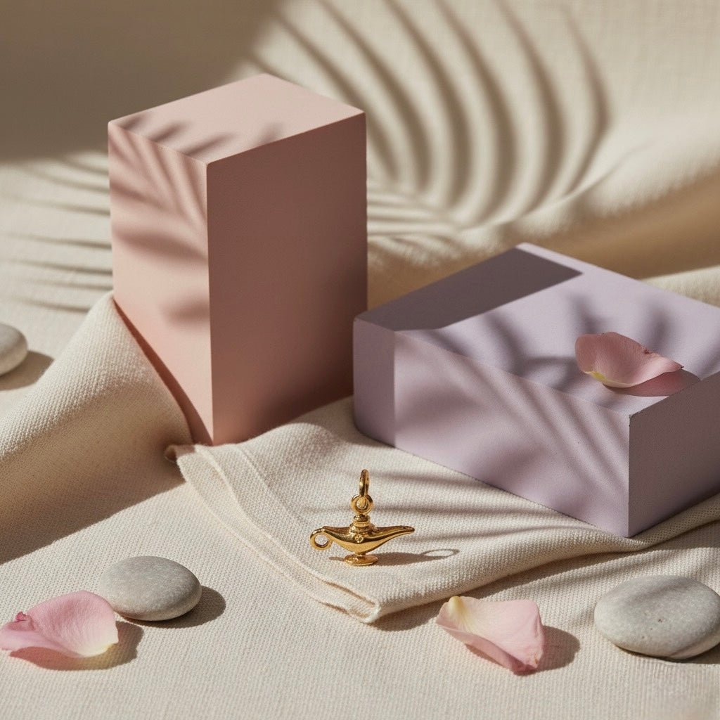 Golden Magic Lamp Brass Charm – Vintage Wish Pendant