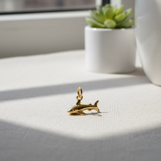 Golden Shark Brass Pendant – Symbol of Power, Fearlessness & Oceanic Strength 🦈✨