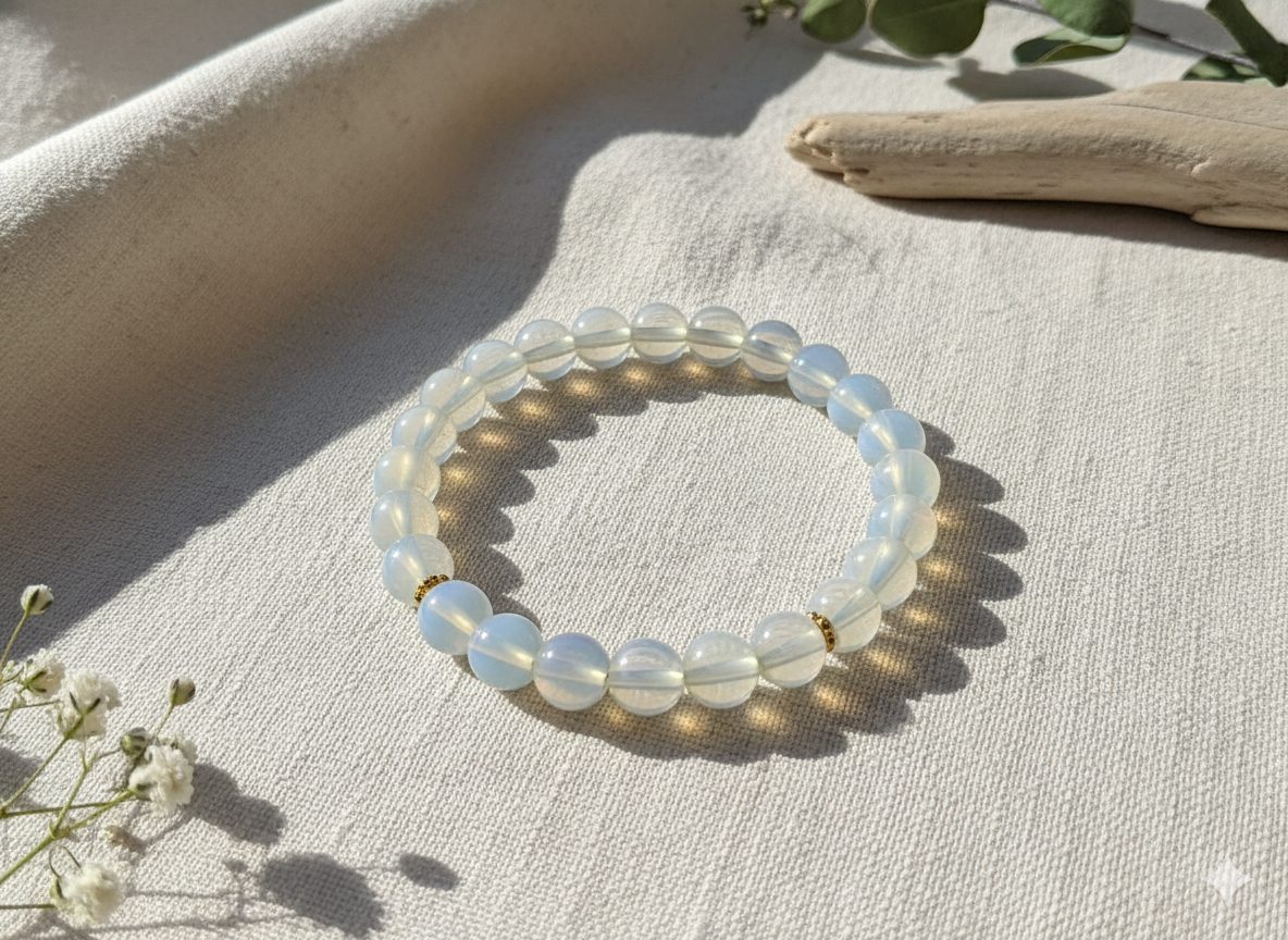 Elegant Opalite Crystal Beaded Bracelet – Energy, Calm & Inner Balance