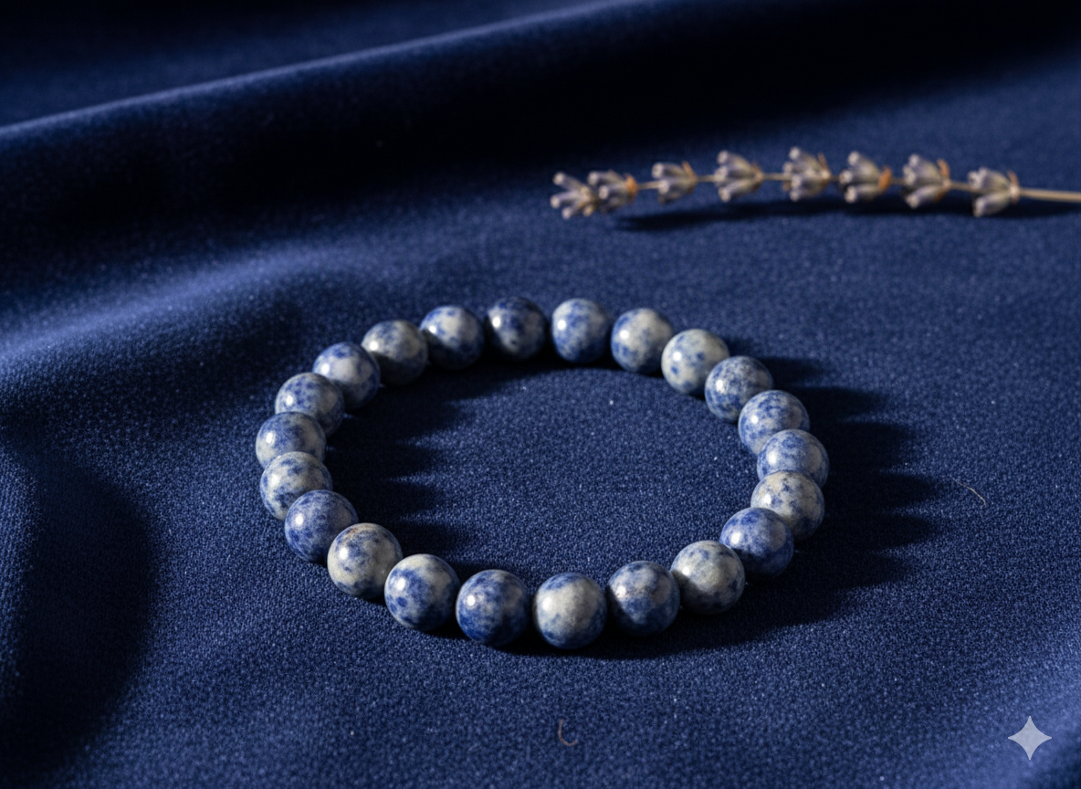 Natural Sodalite Gemstone Bracelet – Clarity, Intuition & Inner Peace