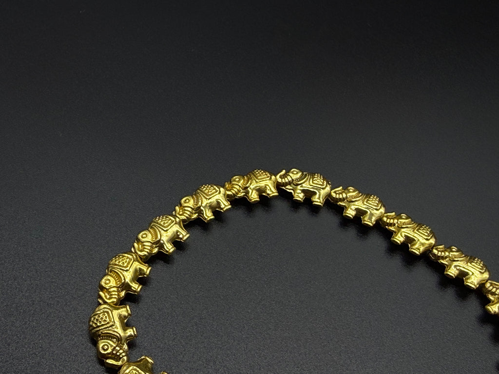 🐘 Brass Elephant Charm Bracelet – Handcrafted Symbol of Luck & Strength